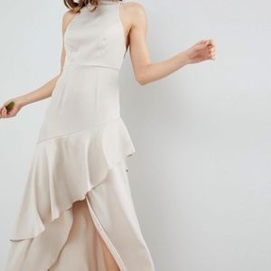ASOS Satin Ruffle Maxi Dress (US 2)